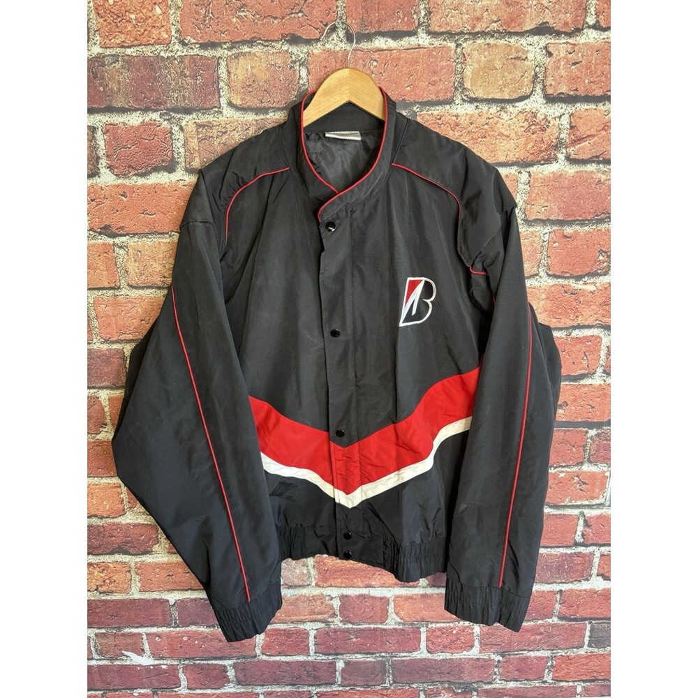 Bridgestone Vintage Indy Car Racing Jacket Red White Large size